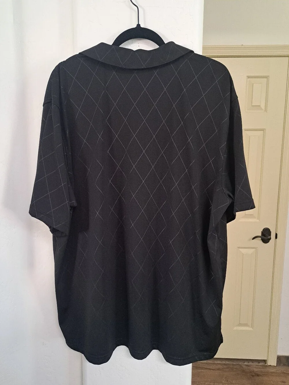 George Black Polo with Subtle Gray Diamond Grid Size 2XL - Picture 3 of 5
